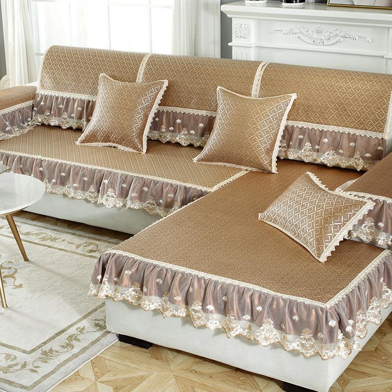 

European Rattan Sofa Cushion Summer Summer Non-Slip Mat Solid Wood Leather Sofa Cushion Cover Towel 70*70cm
