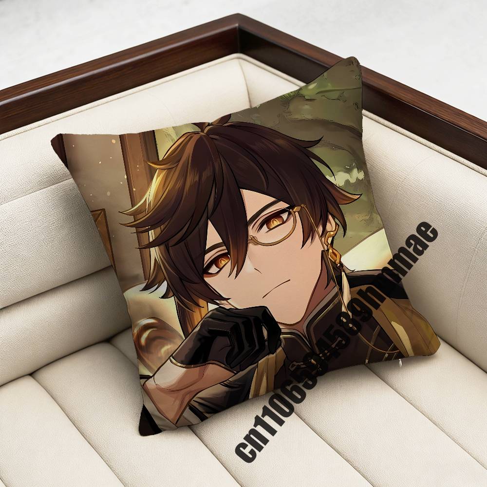 Genshin Impact Zhongli Throw Pillow Case Sham 45X45Cm 35X35Cm Square Bedroom Pillowcase Cushion Cover