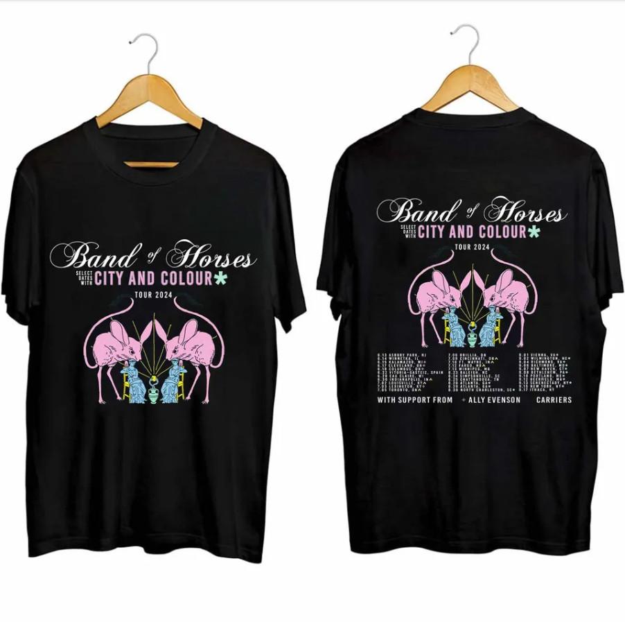 Band of Horses 2024 Tour Shirt – Double Sided Indie Rock Tee Heavyweight Men’s