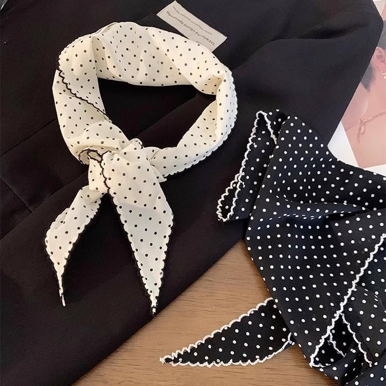 Halstuch Süßes Punktmuster Stirnband Turban Koreanisch Frisch Kleiner Schal Dünn Gestreift Dreieckiges Haarband Mädchen