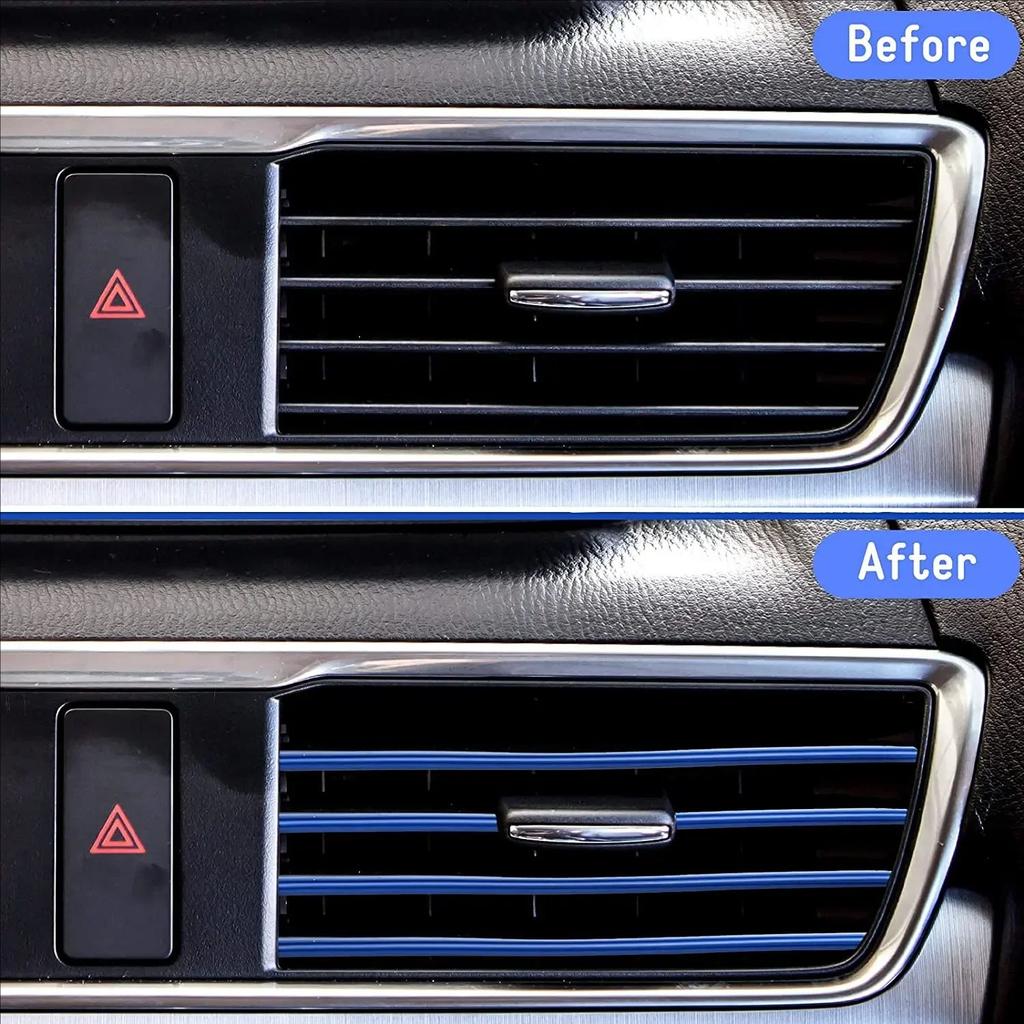10 PCS Car Air Conditioner Outlet Decorative Soft Strip Accessories Auto Interior Grille Decorative Strip Universal U-shaped