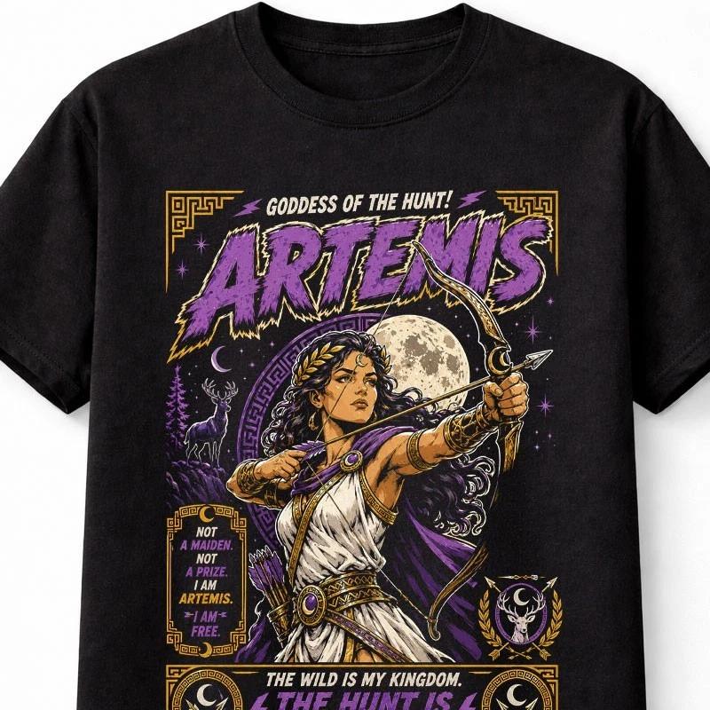 Artemis Greek Goddess of the Hunt Moon Archer Unisex TShirt S