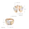 New Trend Glossy Rose Flower Earrings Ring Sets For Women  Gold With  Color Ethnic Vintage Wedding Jewelry Sets