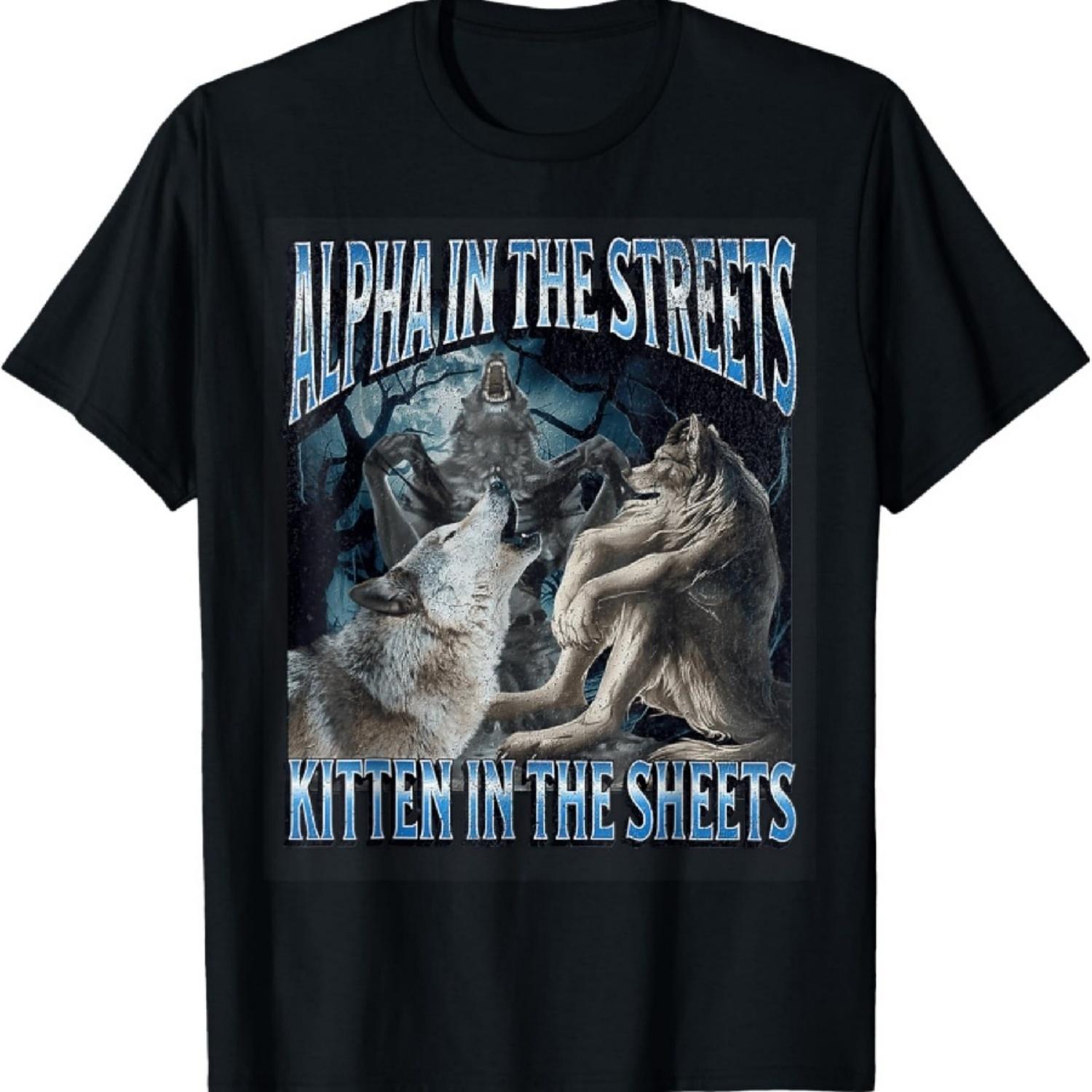 

Альфа На Вулицях Кошеня Смішна Футболка Мем Вовк Перевертень XXXXXL чорний