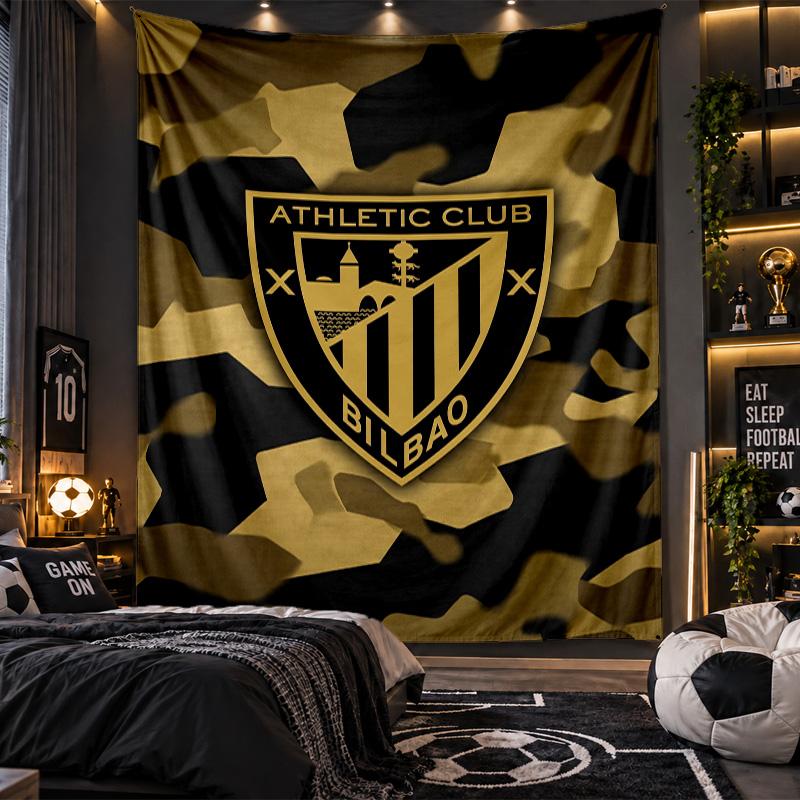 Wall Hanging Tapestry Athletic Bilbao Football Print Cloth for Living Room Bedroom Home Decor