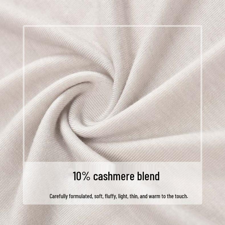 Women's Slim Fit Cashmere Blend Minimalist Round Neck Long Sleeve T-Shirt