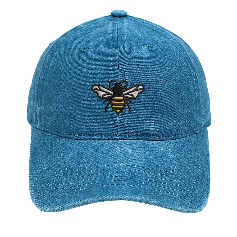 Bee baseball cap cartoon cute embroidery cap European and American retro washed old men's and women's casual hat