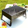 Tragbarer BBQ-Holzkohlegrill aus Edelstahl, kleines Mini-BBQ-Werkzeugset, Kochen im Freien, Camping, Picknick, Strand, tragbarer BBQ