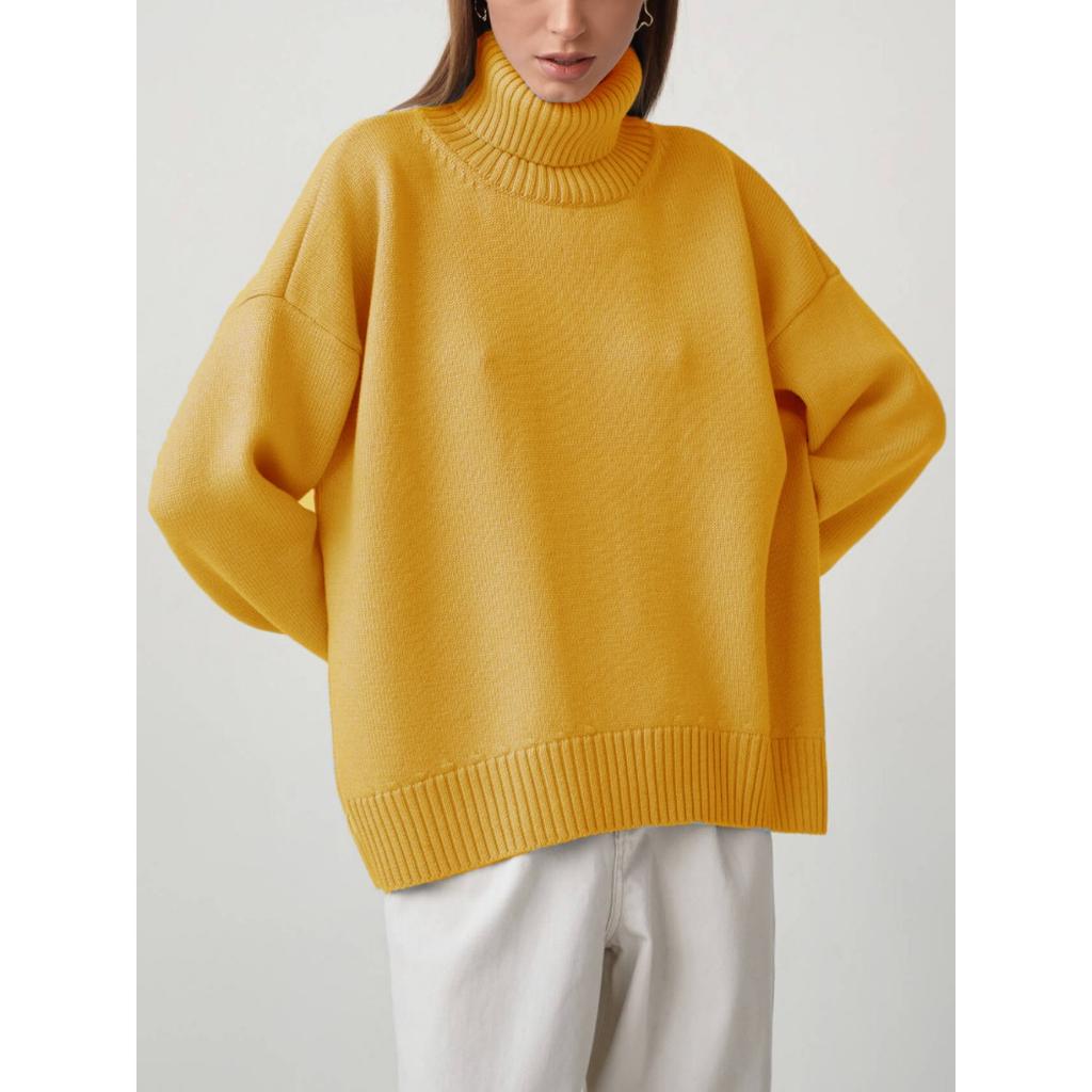 2025 Women's Turtleneck Sweater Solid Color Loose Knitwear Autumn Winter Fashion Ins Style Pullover