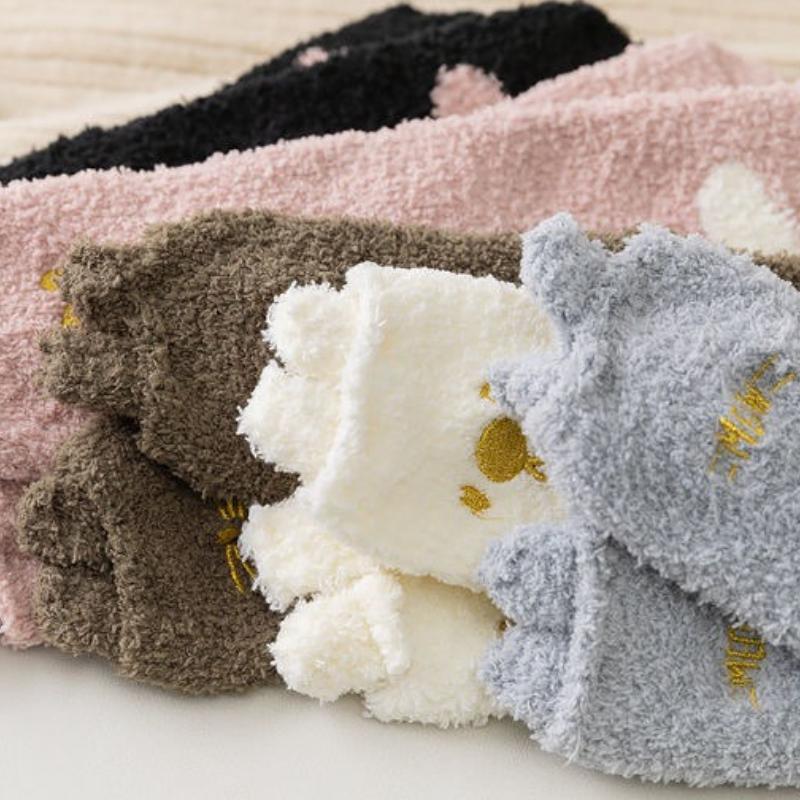 Women's Coral Fleece Winter Cat Claw Home Plush Socks Sleep Socks Floor Socks