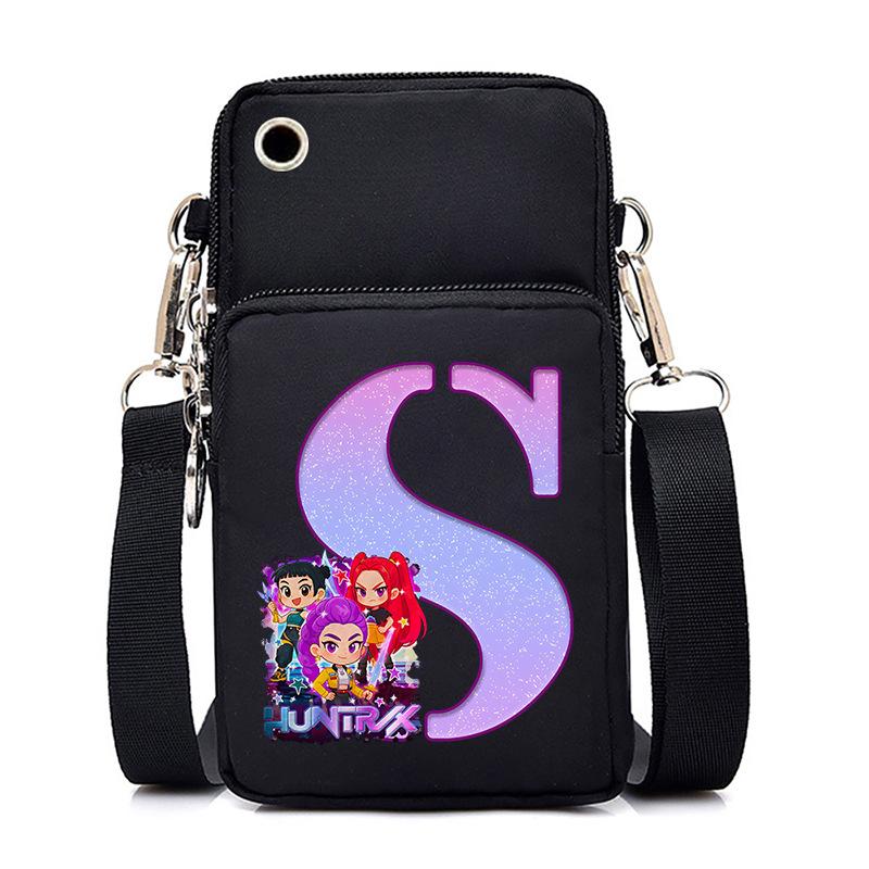 Anime Cartoon Peripheral 26 Letters Mobile Phone Bag Multi-Function Vertical Square Black Messenger Bag