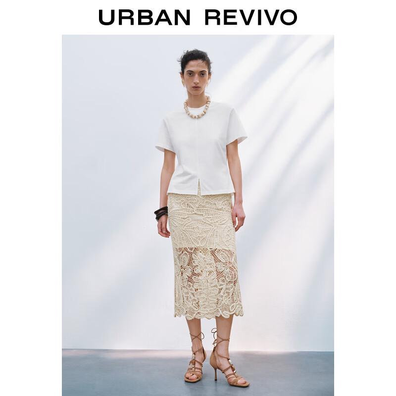 UR 2025 Women's Casual Slit Round Neck Short Sleeve T-Shirt