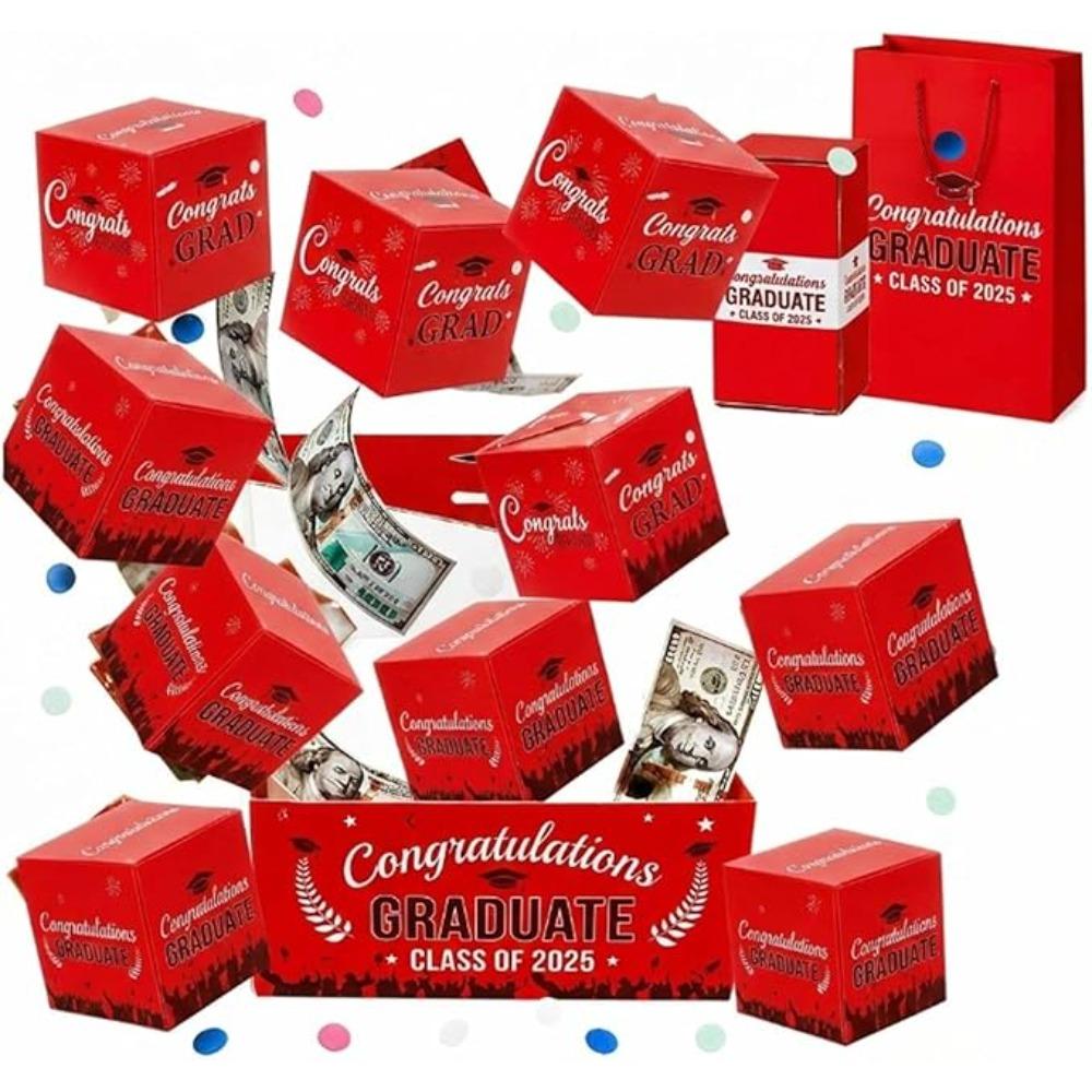

Surprise Pop up Gift Box Money Graduation ,2026 new Reusable Pop up Gift Box Explosion with Thick Cardboard for Graduation Ceremonies, 6 Layer красный
