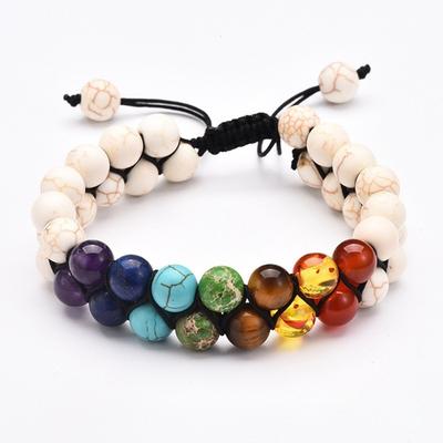 Pulsera con cuentas trenzadas dobles, pulsera con forma de planeta lechoso, pulsera esmerilada del universo Stone Way
