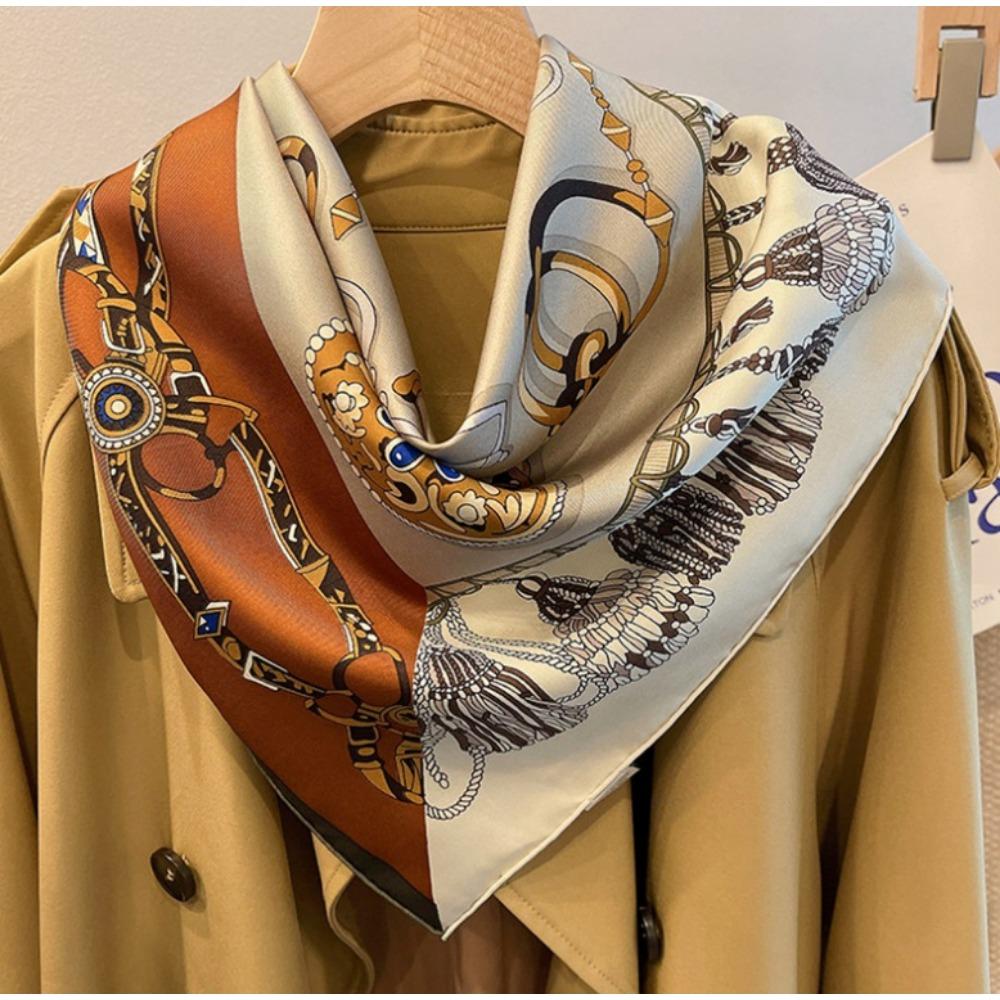 Glazed Ginkgo Silk Scarf Silk Women'S Spring And Autumn Mulberry Silk Scarf Air Conditioner Shawl Square Scarf