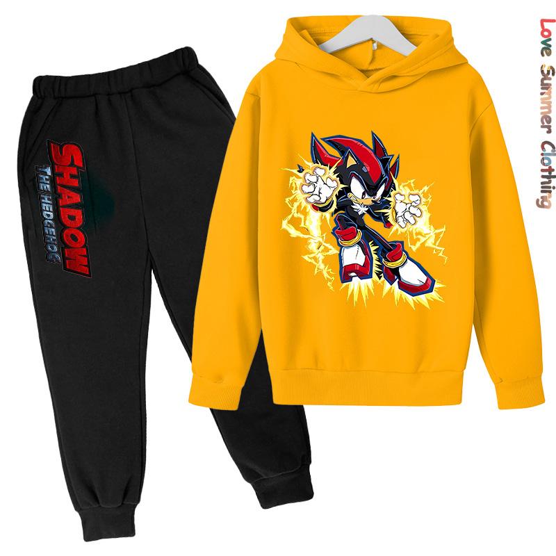 Boys Hoodie Tracksuit Shadow Hedgehog HD Print Sonic Autumn Kids Girls Character Hoodie Set Age 4-14 Thin Fleece Hoodie Set Sweatsuit Polyester