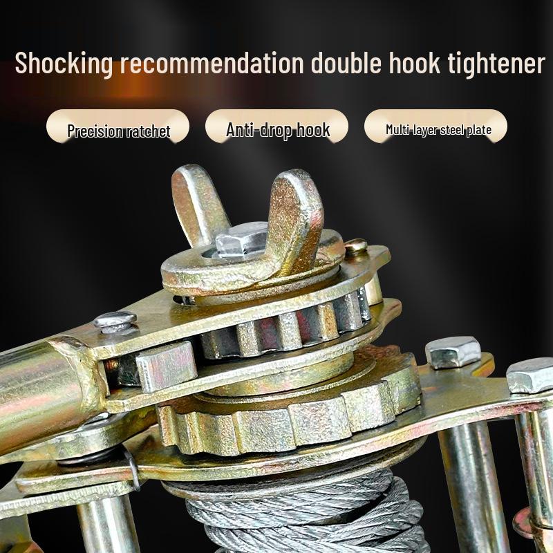 Esticador de Cabo de Aço com Catraca Dupla, Capacidade de 1-2 Toneladas