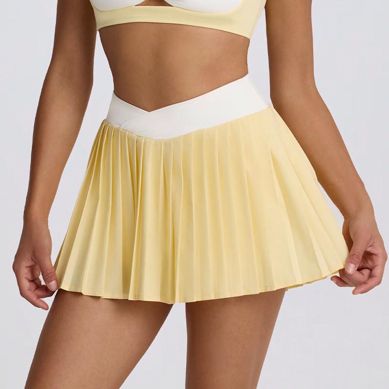 QYZJ High-Waisted Quick-Dry Pleated Skirt: Casual, Breathable, Anti-Exposure Running & Fitness Skort Small