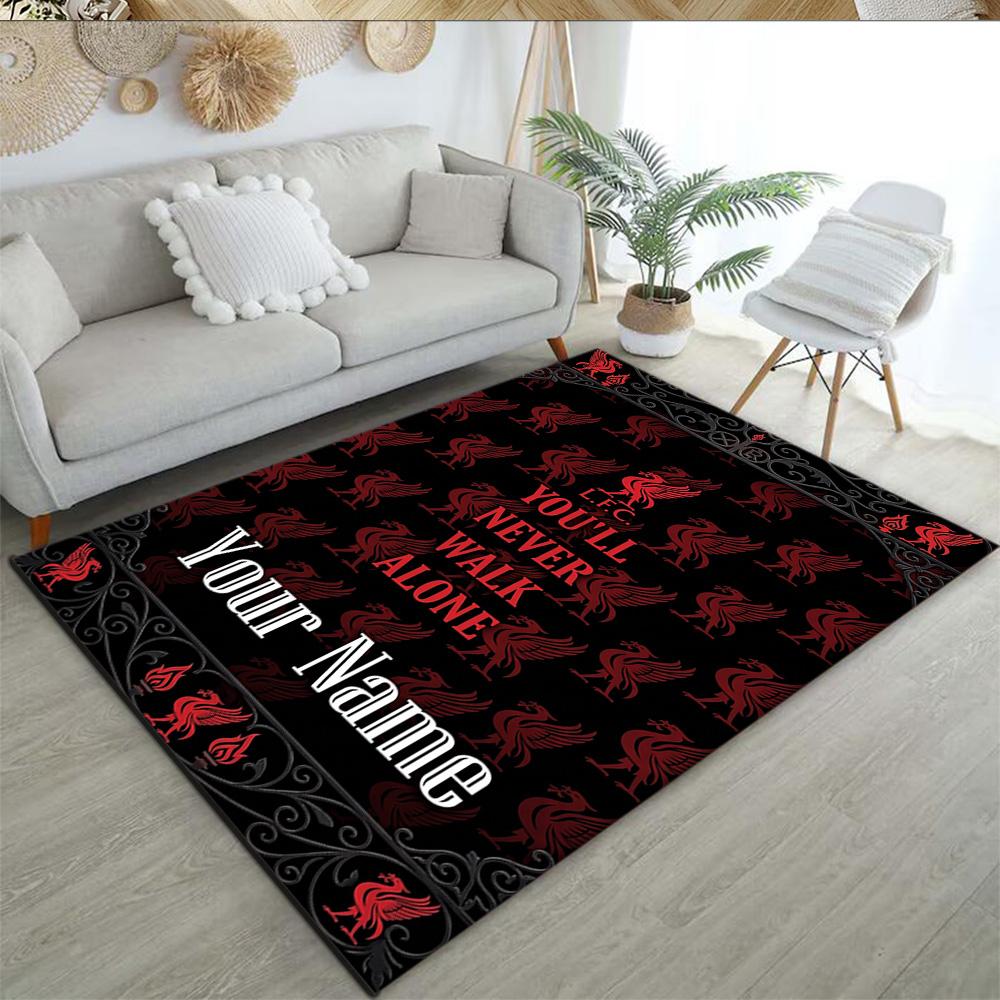 Liverpool Fc Customize Text Floor Mat Suitable For Balcony Dormitory Bedrooms Hallway Antislip Rug Decorate Offices Gift For Festivals