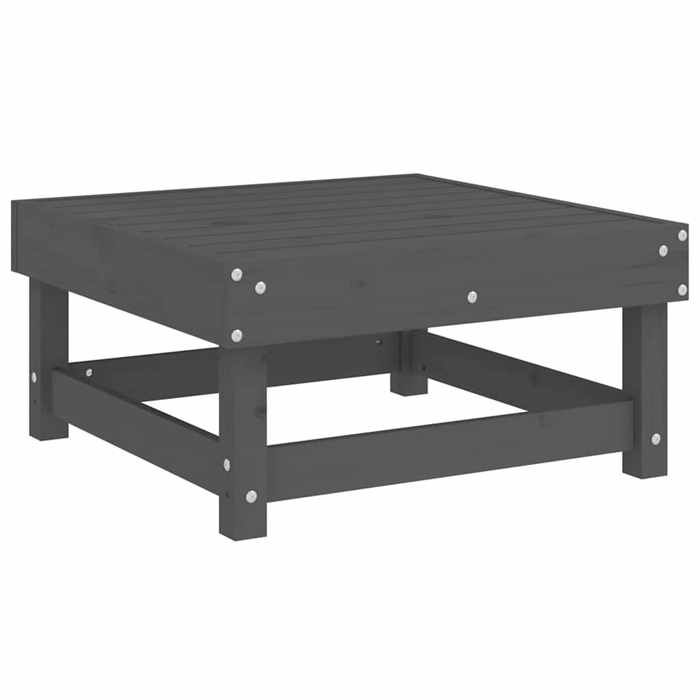 VidaXL Garden Footrest with Cushion, Stool, Seat, Pouf, Outdoor Patio Balcony Terrace Furniture, Grey Wood 825438