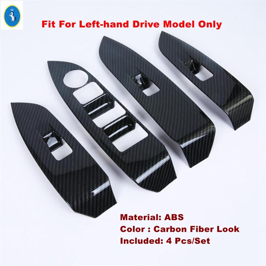 Matt / Carbonfaser-Optik Autotürgriff Fensterheber Schalter Knopf Panel Abdeckung Zierleisten Zubehör für Mazda CX-3 CX3 2015 -