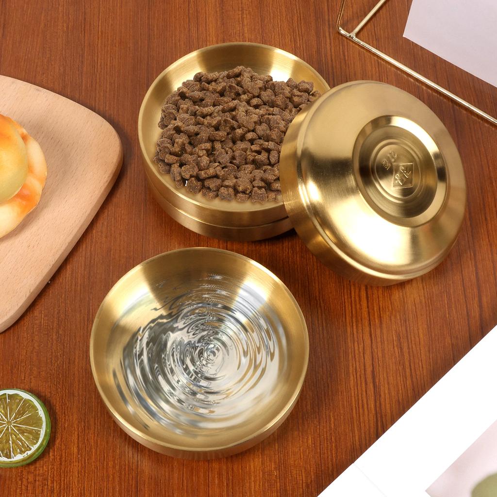 4 Pcs Food Stainless Steel Round Shape Dog Cat feeder Bowl Large Opening Shallow Dish Pet feeding & watering supplies