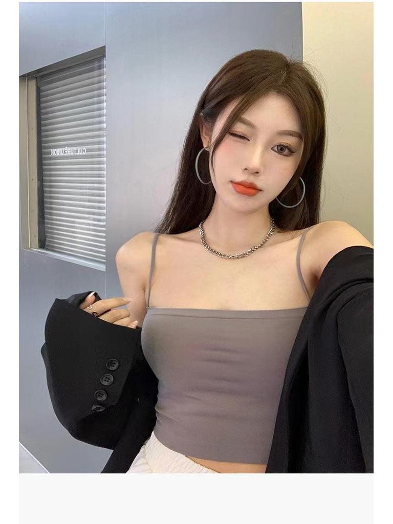 Women's Slimming Spaghetti Strap Camisole with Built-In Bra 