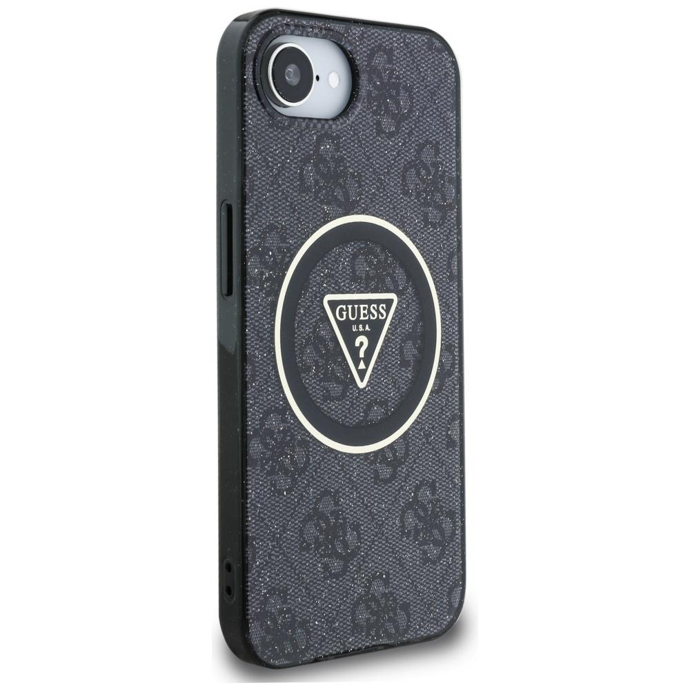 Etui Guess Iml Metal Glitter 4G Circle   Triangle Magsafe Do Iphone 16E Czarny