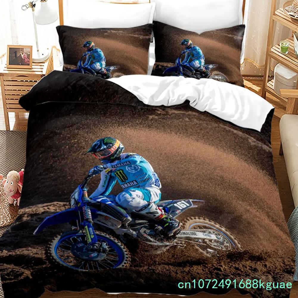 Dirt Bike Duvet Cover Motocross Bedding Set For Boy Motorcycle Rider Bedding Set King Polyester Comforter Cover With Pillowcase