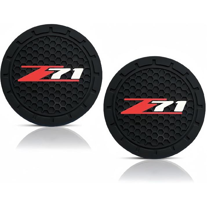 2Pcs for z71 car Cup Holder Coaster 2.75in for Colorado Silverado Interior Accessories (RED)
