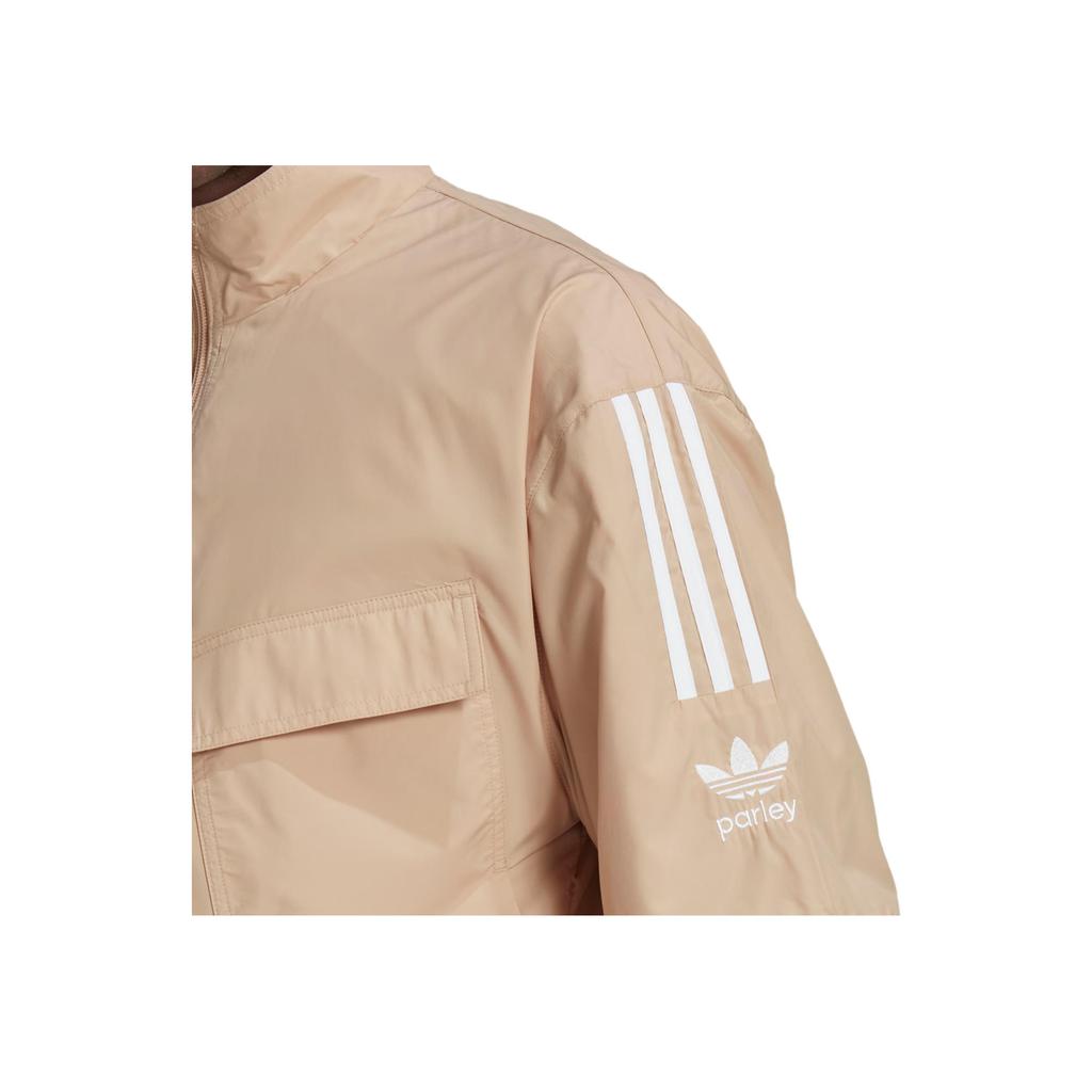 Adidas Originals Trefoil Parley Tt Solid Stripe Print Logo Zip-Up Collar Jacket Men Jacket Light-Brown HL9397