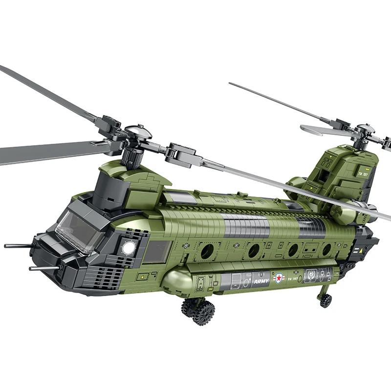 First-Class 1451Pcs Chinook-Ch-47 High-Standard Chinook Transport Superior-Grade Plane First-Class Assembly Superior-Grade Bricks Army-Inspired With Box