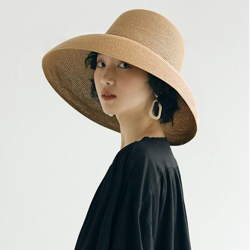 Boho Straw Hat Dome UV Protection Cap Casual Weave Hat  Travel