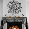 40 Inch Round Polyester Lace Table Topper Black Spider Web Halloween Tablecloth for Halloween