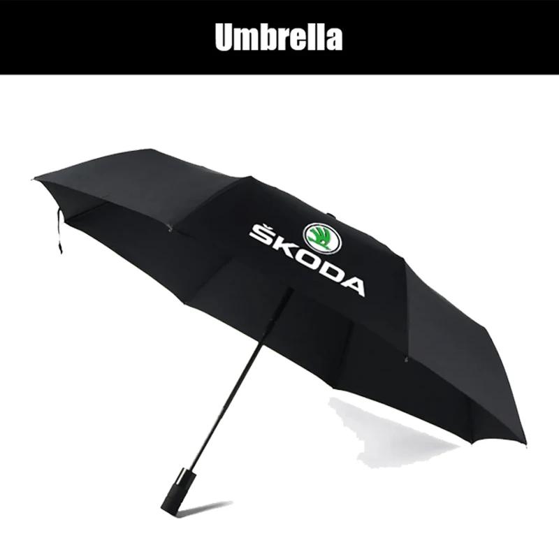 Qjpmd2 Car Portable Sunshade Automatic Folding Umbrella for Skoda Rapid Kamiq Superb Octavia Kodiaq Yeti Karoq Fabia Enyaq Vision Scala