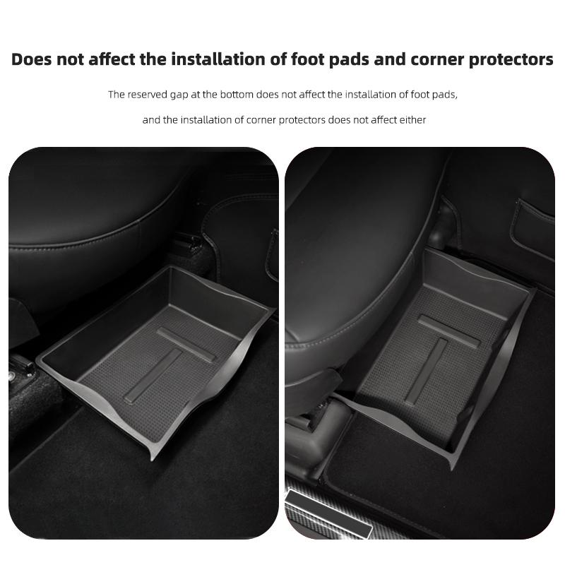 Under Seat Storage Box For Tesla Model Y 2021~2024 Center Console Organizer Bins Front Backseat Bag Trash Tray Accessories
