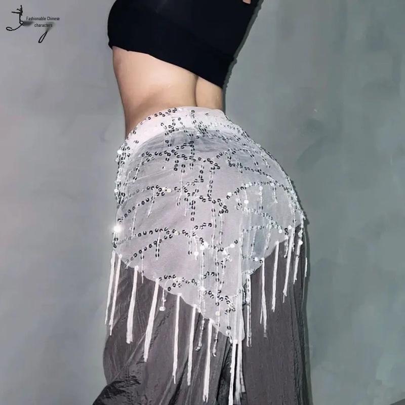 Trendig Paljetttofs Höftscarf - Mångsidigt Midjeaccessoar för Jazz- & Streetdans