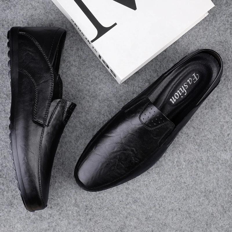 Men Leather Shoes Slip On Business Office Loafers Fashion Driving Shoes Mens Moccasins Outdoor Lightweight Casual Shoes Men