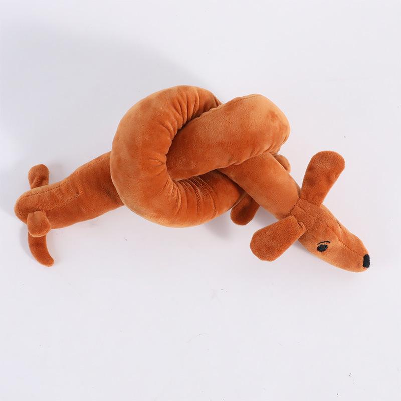 Furry Dog Toy - Long Sausage-shaped Dog Teething Sound Toy - Dog Boredom Reliever Long Doll