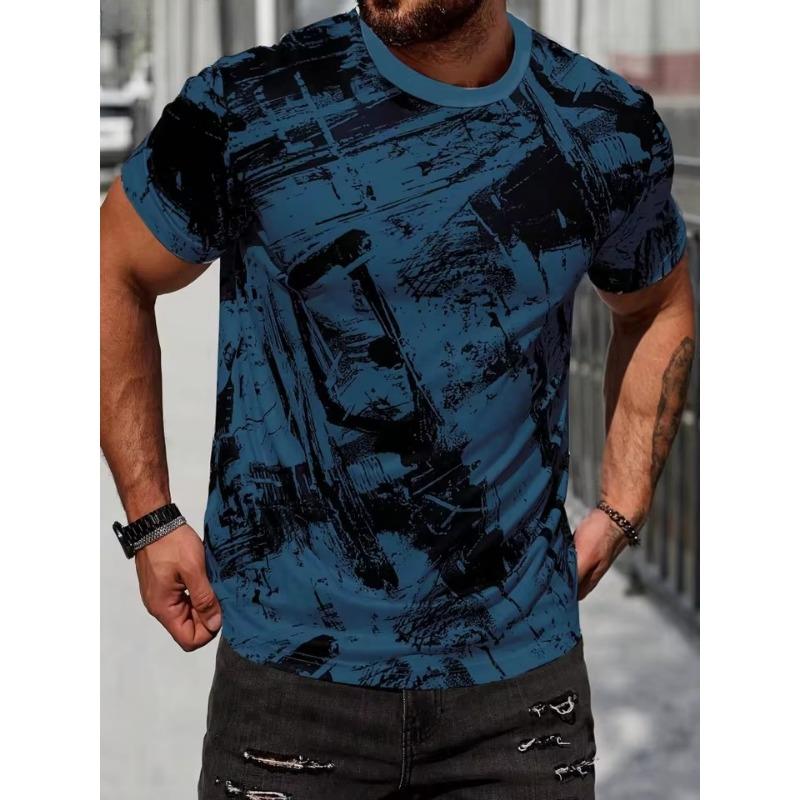 Vintage Tryckdesign Herr T-shirt Sommar Utomhus Herr Kortärmad Trendig Casual Herrkläder Mode Andningsbar Herrtopp