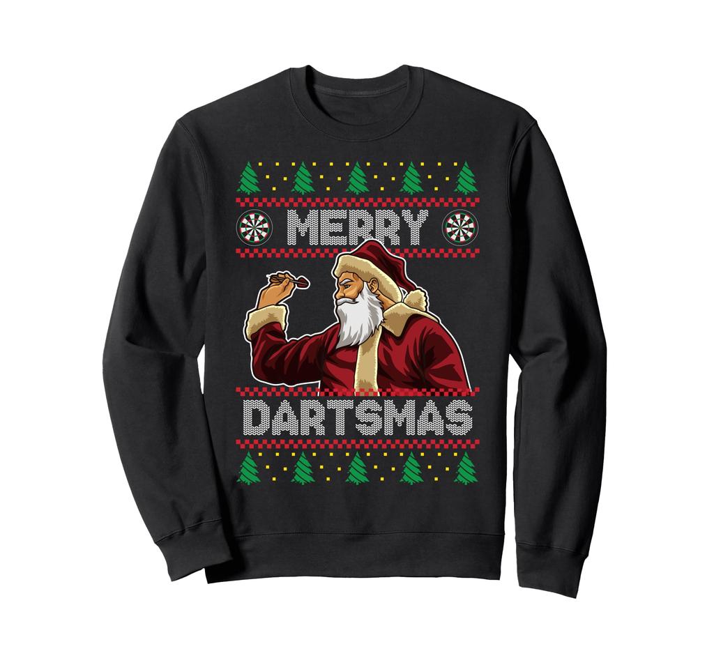 Ugly Christmas Santa Playing Darts Merry Dartsmas Funny Sweatshirt