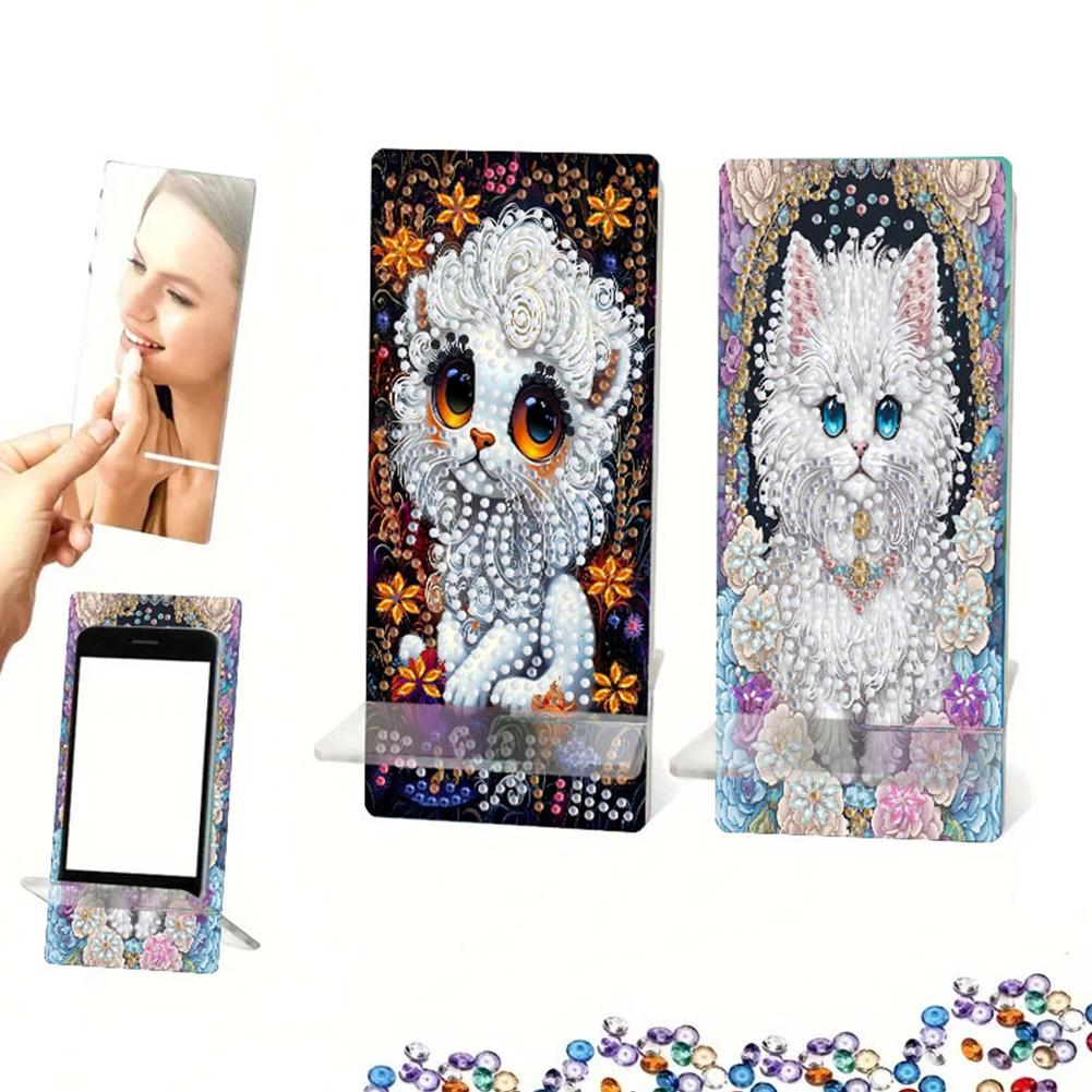 2Pcs Acrylic DIY Animals Flower Diamond Painting Phone Holder Rhinestone Phone Mount Smartphone Support for Adults Beginners