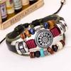 Vintage Handmade Pu Leather Bracelet With Creative Beads For Unisex Style And Elegance