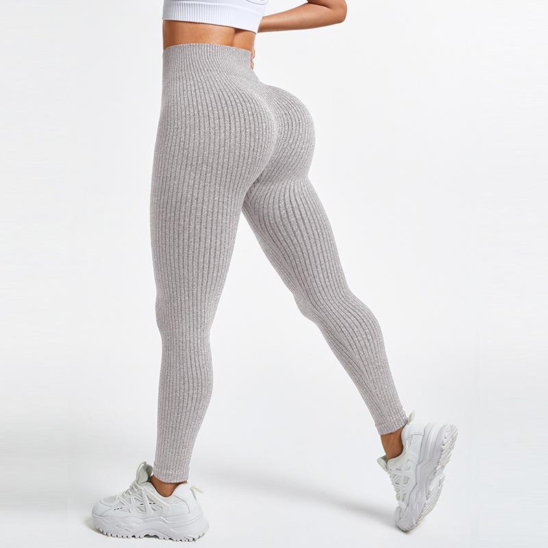 Women's High-Waist Ribbed Yoga Leggings | Hip-Lifting Fitness Pants