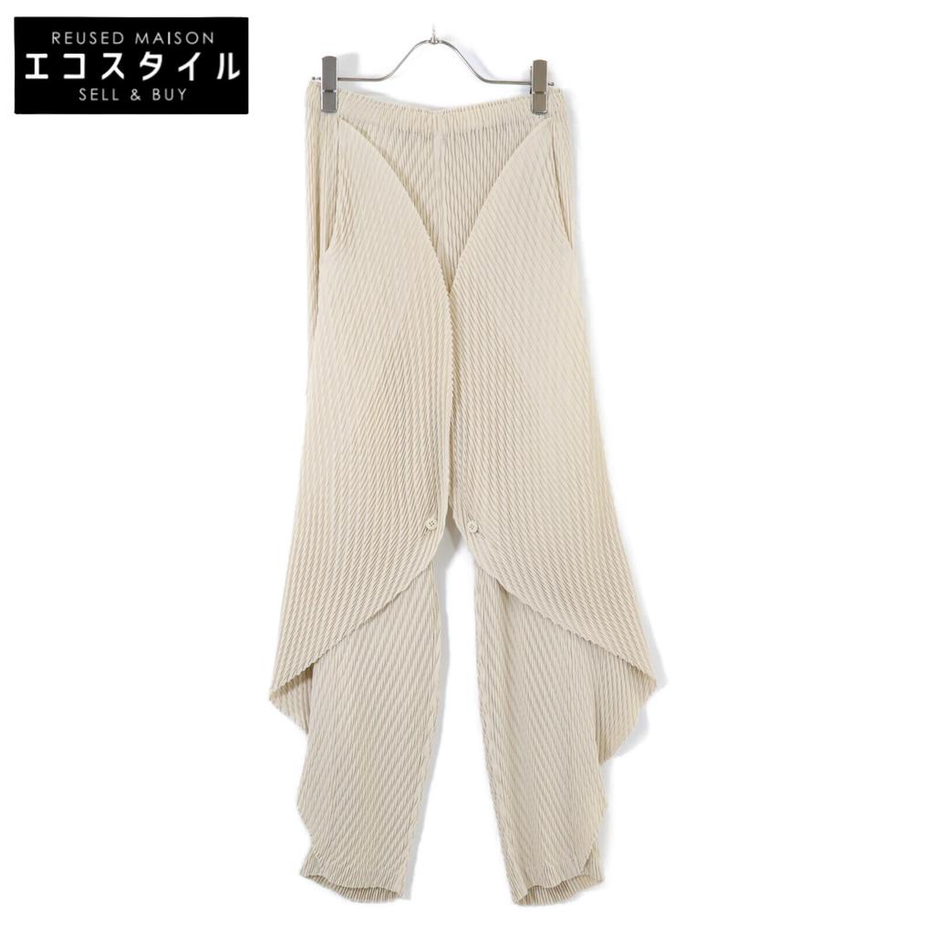 ISSEY MIYAKE Ivory IM43FF146 ORBICULAR PLEATS Pants Bottoms 2 IvoryUsed