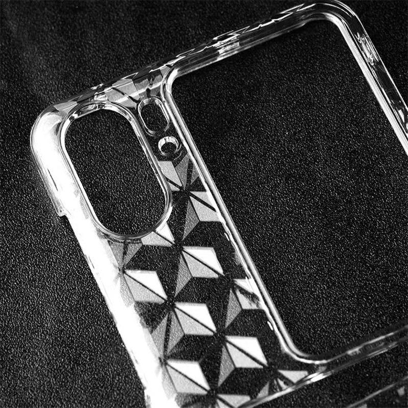 Transparent Hard PC Case for Oppo Find N2 Flip 5G,Shockproof Diamond Texture Phone Cover