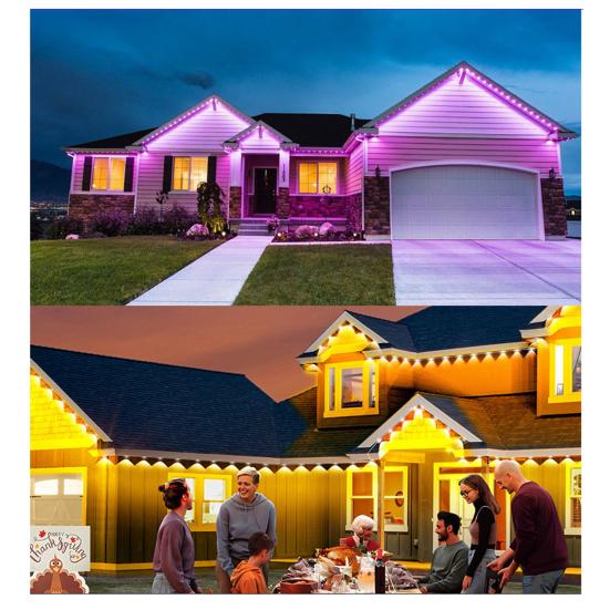 LED Light Strip with US Power Adapter IP67 Waterproof Outdoor RGB Light Adjustable Brightness Modes Patio Decorative Light