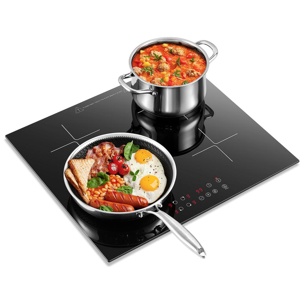 60cm Built-in 4 Zone Induction Cooktop with Booster, Touch Control, 6000W, 9 Power Levels, Timer, Child Lock, 220-240V