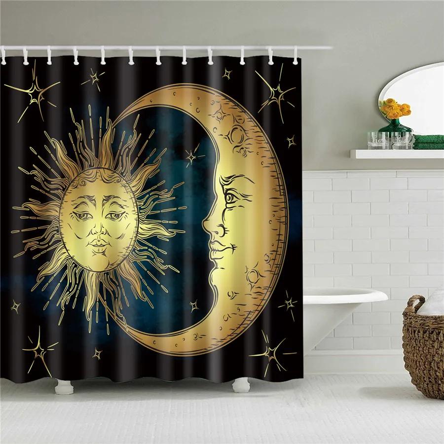 Mystical Mandala Moon Print Waterproof Shower Curtain - Stylish, Durable & Easy-Care Choice for Bohemian Bathroom Décor