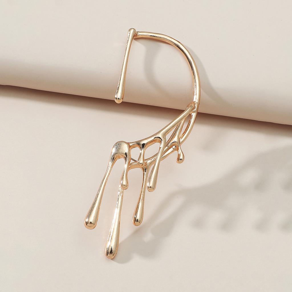 Exaggerated Personality Fashion Lava Ear Hanging Ins Design Feeling Water Drop Retro Ear Bone Clip Earrings Jewelry Women